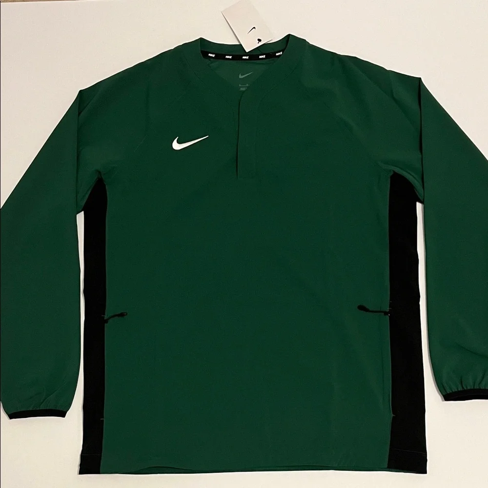 Nike Baseball Shirt Mens M Long Sleeve  Batting Cage Coaches top  DO9174 green